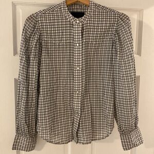 Nili Lotan Plaid Button Down Top Small